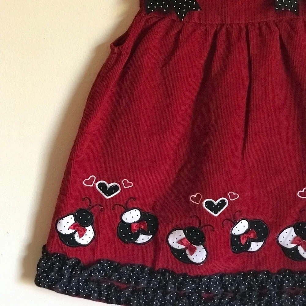 Rare 80’s Vintage Ladybug Appliqué Toddler Dress